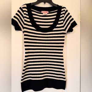 Soulmates Black & White Striped Short Sleeve Ribbed Scoop Top